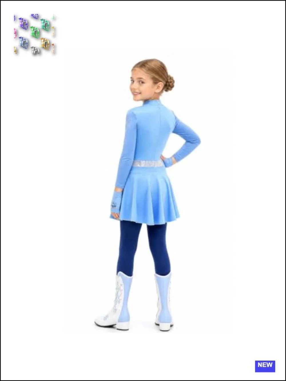 Girls Princess Cosplay Jumpsuit Costume Set with Gloves and Wig, Long Sleeve,